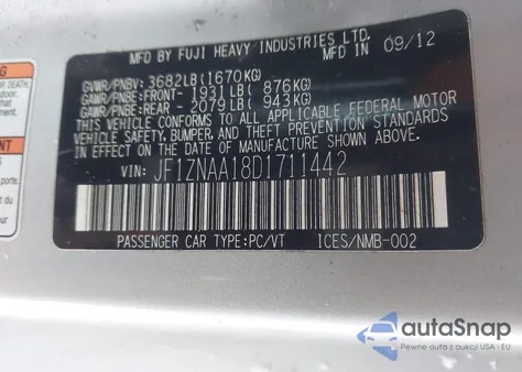 2013 Scion Fr-S из США, поврежденный, VIN JF1ZNAA18D1711442